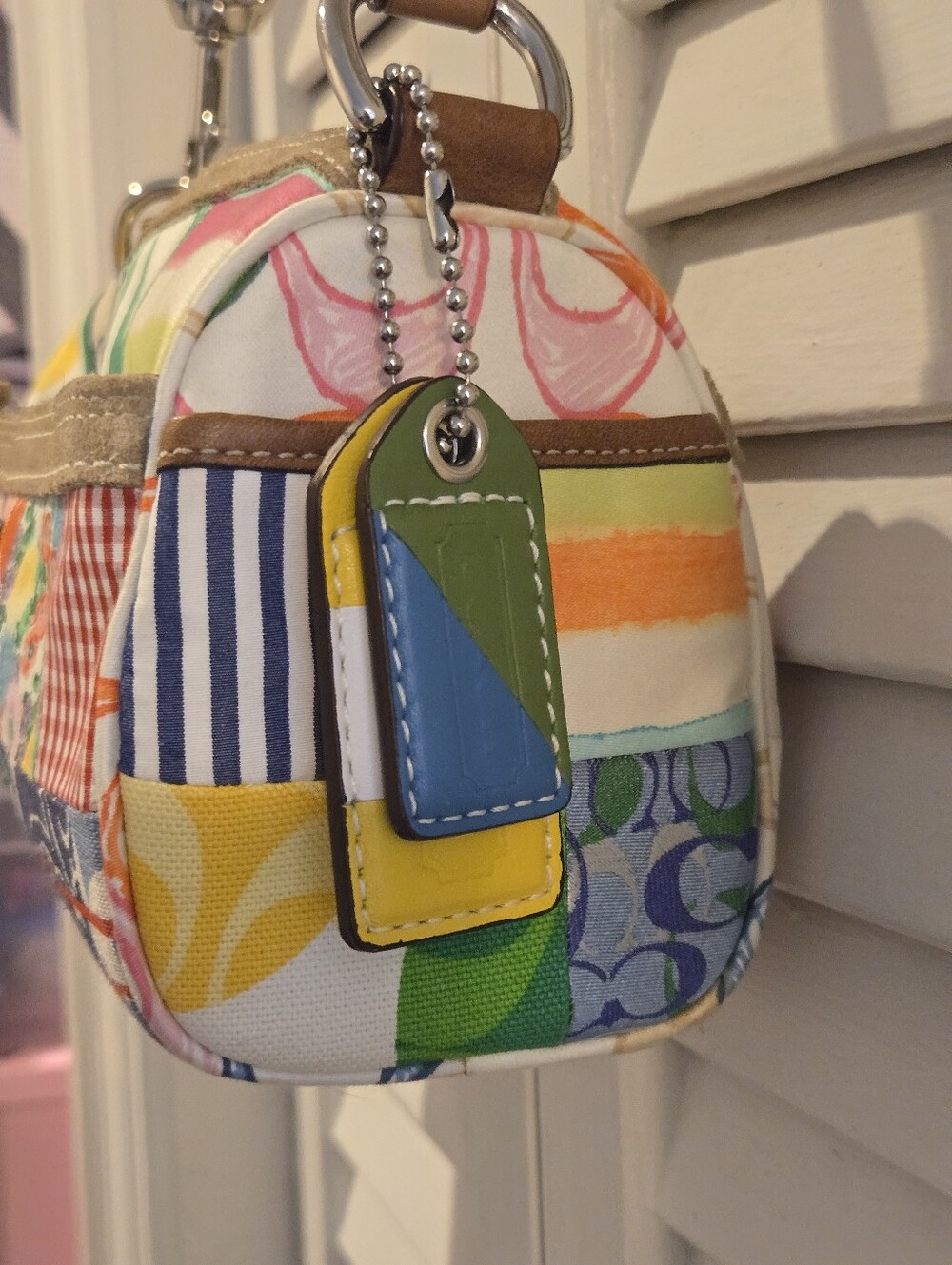 Coach 10457 Hamptons Scribble Multicolor Patchwork Barrel Bag Y2K Shoulder Purse - Picture 5 of 13